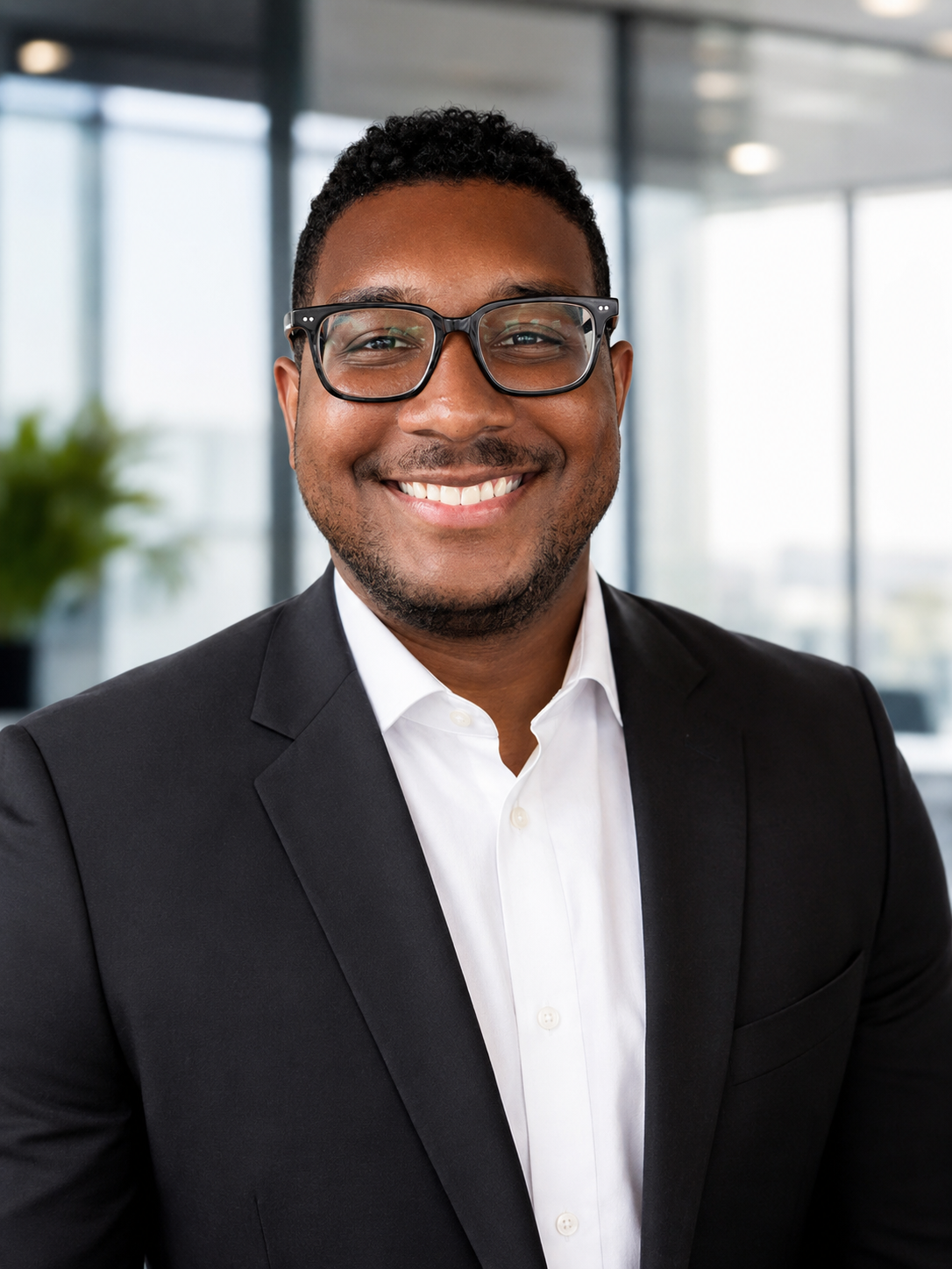 Professional headshot of Isaiah Wooden in a dark suit and white shirt